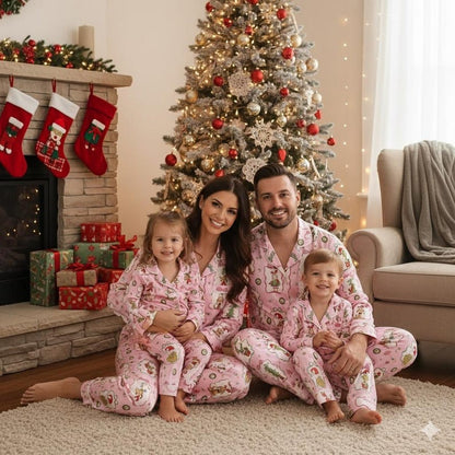 CozyGrin™CozyGrin™Grinch Themed Pink Whoville Christmas Satin Pajamas Set